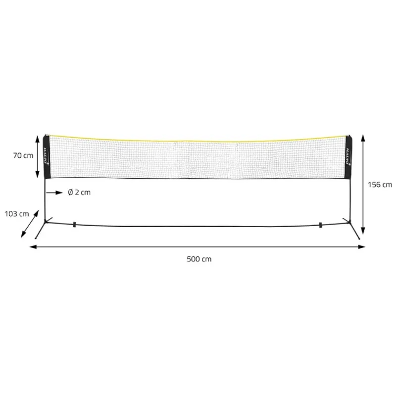 Badminton Netz inkl. 3 Federbällen 500x103x155 cm Schwarz aus Polyethylen-ECD Germany Discount