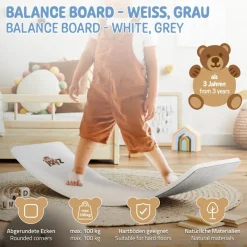 Balance Board für Kinder 83x30 cm Grau/Weiß aus Lindensperrholz bis 100kg Joyz-ECD Germany Outlet