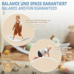 Balance Board für Kinder 83x30 cm Grau/Weiß aus Lindensperrholz bis 100kg Joyz-ECD Germany Outlet