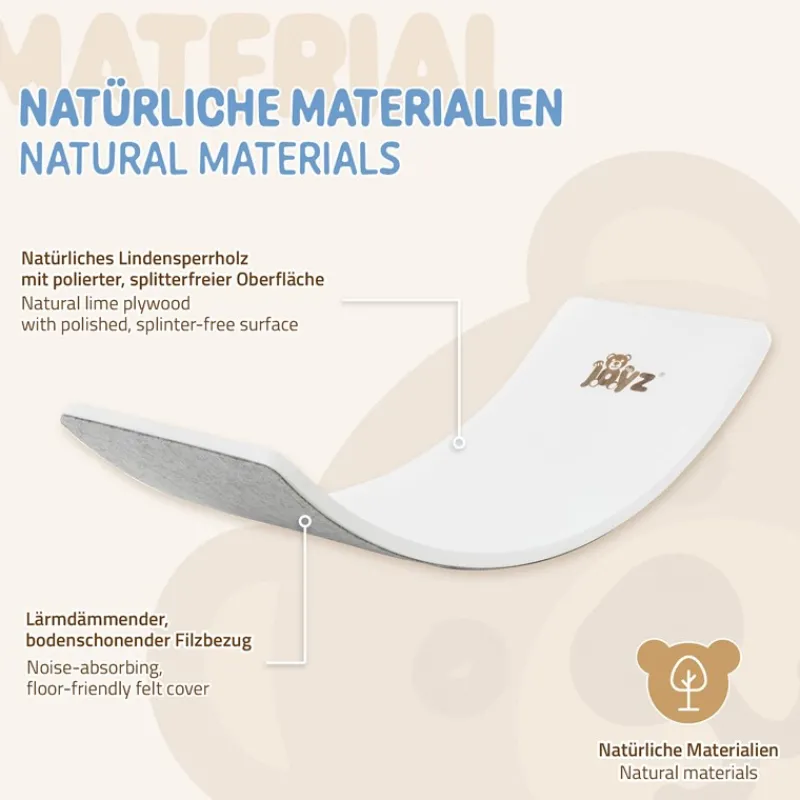 Balance Board für Kinder 83x30 cm Grau/Weiß aus Lindensperrholz bis 100kg Joyz-ECD Germany Outlet