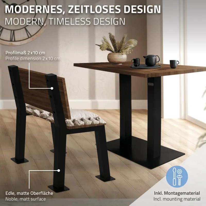 Bankgestell Bankkufen 2er Set H-Design 47 x 77,5 cm schwarz aus Stahl ML-Design-ECD Germany Hot