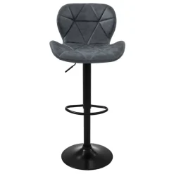 Barhocker 2er Set Anthrazit Kunstlederbezug mit Rückenlehne und Fußstütze höhenverstellbar 59-79cm ML-Design-ECD Germany Sale