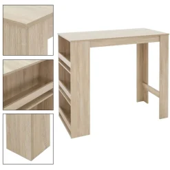 Bartisch mit 3-stufigem Regal 117x106x57 cm Sonoma-Eiche aus Holz ML-Design-ECD Germany