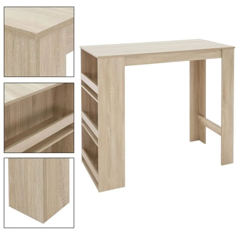 Bartisch mit 3-stufigem Regal 117x106x57 cm Sonoma-Eiche aus Holz ML-Design-ECD Germany