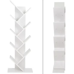 Bücherregal 50x25x140 cm Weiß inkl. 8 Ebenen in Bauform ML-Design-ECD Germany