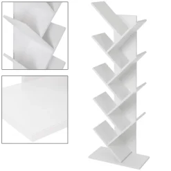 Bücherregal 50x25x140 cm Weiß inkl. 8 Ebenen in Bauform ML-Design-ECD Germany