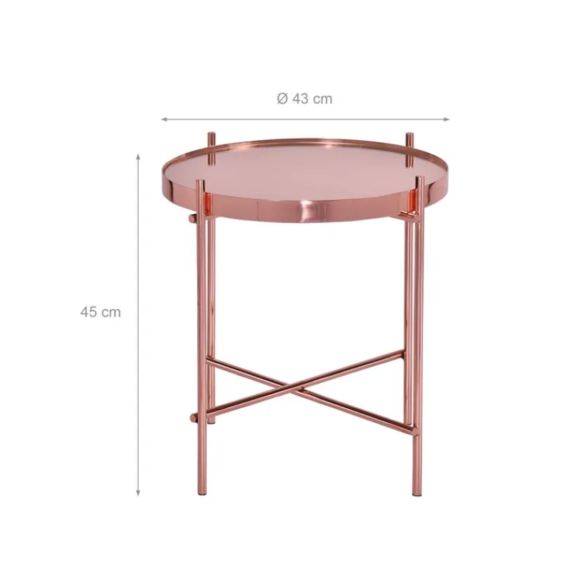 Beistelltisch Ø 43x45 cm Kupfer aus Metall WOMO-Design-ECD Germany New
