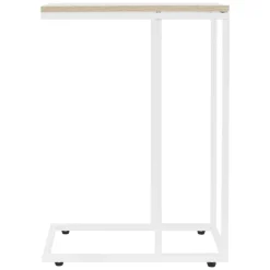 Beistelltisch C-Form 45x25x64 cm Weiß/Eiche aus Holz mit Metallgestell ML-Design-ECD Germany
