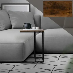 Beistelltisch C-Form 45x25x64 cm Schwarz/Braun aus Holz mit Metallgestell ML-Design-ECD Germany New