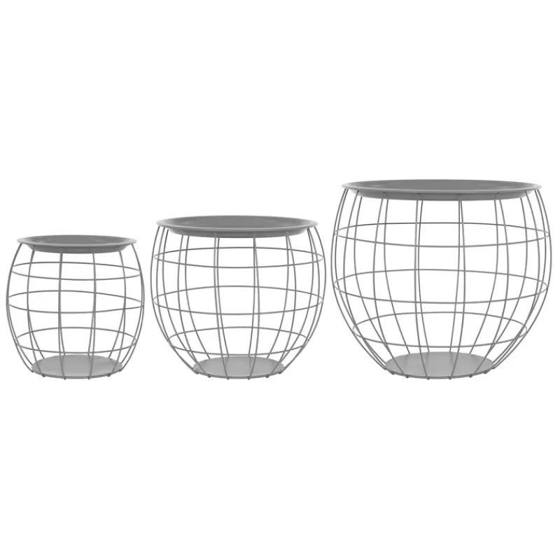 Beistelltisch 3er Set Grau aus Metall ML-Design-ECD Germany