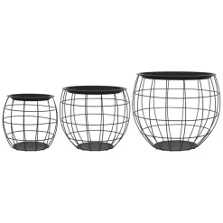 Beistelltisch 3er Set Schwarz aus Metall ML-Design-ECD Germany