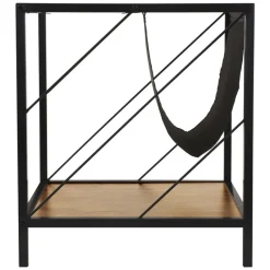 Beistelltisch 43x48 cm mit Zeitschriftenfach Eiche Optik Braun Schwarz mit Stahlgestell Wohnzimmertisch ML-Design-ECD Germany Online