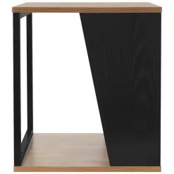 Beistelltisch 40x40 cm mit Zeitschriftenfach Eiche Optik Braun Schwarz mit Stahlgestell Wohnzimmertisch ML-Design-ECD Germany Online