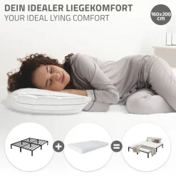 Bettgestell Doppelbett 160x200 cm aus Metall in Schwarz mit Lattenrost ML-Design-ECD Germany Clearance