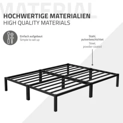 Bettgestell Doppelbett 160x200 cm aus Metall in Schwarz mit Lattenrost ML-Design-ECD Germany Clearance