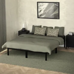 Bettgestell Doppelbett 160x200 cm aus Metall in Schwarz mit Lattenrost ML-Design-ECD Germany Clearance