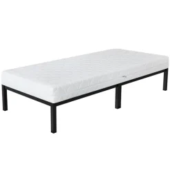 Bettgestell Einzelbett Metallbett 90x200 cm Schwarz inkl. Matratze H-16cm mit Lattenrost ML-Design-ECD Germany Hot