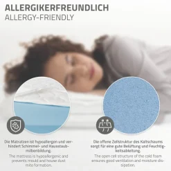 Bettgestell Einzelbett Metallbett 90x200 cm Schwarz inkl. Matratze H-16cm mit Lattenrost ML-Design-ECD Germany Hot