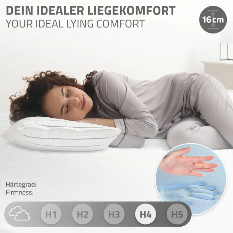 Bettgestell Einzelbett Metallbett 90x200 cm Schwarz inkl. Matratze H-16cm mit Lattenrost ML-Design-ECD Germany Hot