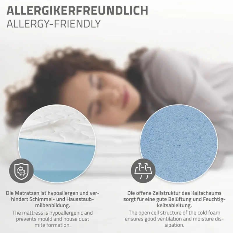 Bettgestell Einzelbett 90x200cm aus Metall in Anthrazit mit Lattenrost & Matratze H-16cm ML-Design-ECD Germany Online