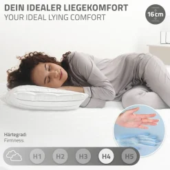 Bettgestell Einzelbett 90x200cm aus Metall in Anthrazit mit Lattenrost & Matratze H-16cm ML-Design-ECD Germany Online