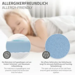 Bettgestell Einzelbett 90x200cm aus Kiefernholz in Weiß Lattenrost & Matratze H-10cm ML-Design-ECD Germany Discount
