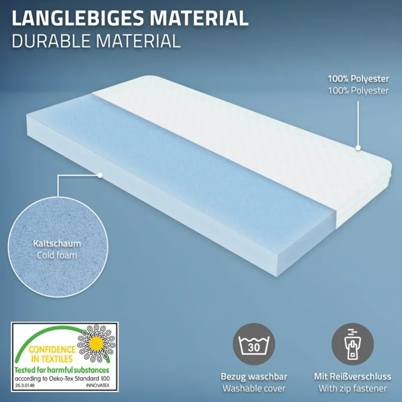 Bettgestell Einzelbett 90x200cm aus Kiefernholz in Weiß Lattenrost & Matratze H-10cm ML-Design-ECD Germany Discount