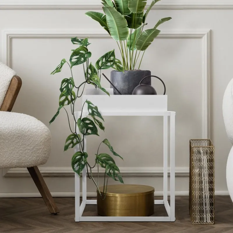 Blumenständer 35x35x46 cm Weiß aus Metall ML-Design-ECD Germany Outlet