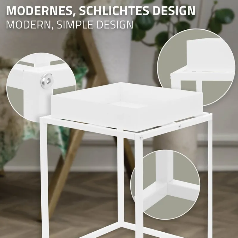 Blumenständer 35x35x46 cm Weiß aus Metall ML-Design-ECD Germany Outlet