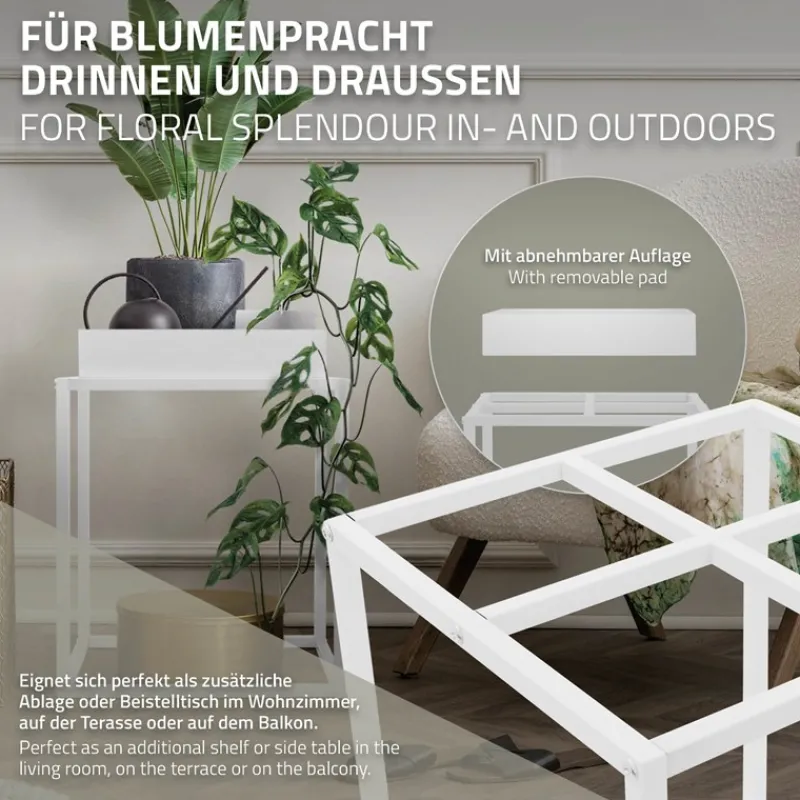 Blumenständer 35x35x46 cm Weiß aus Metall ML-Design-ECD Germany Outlet