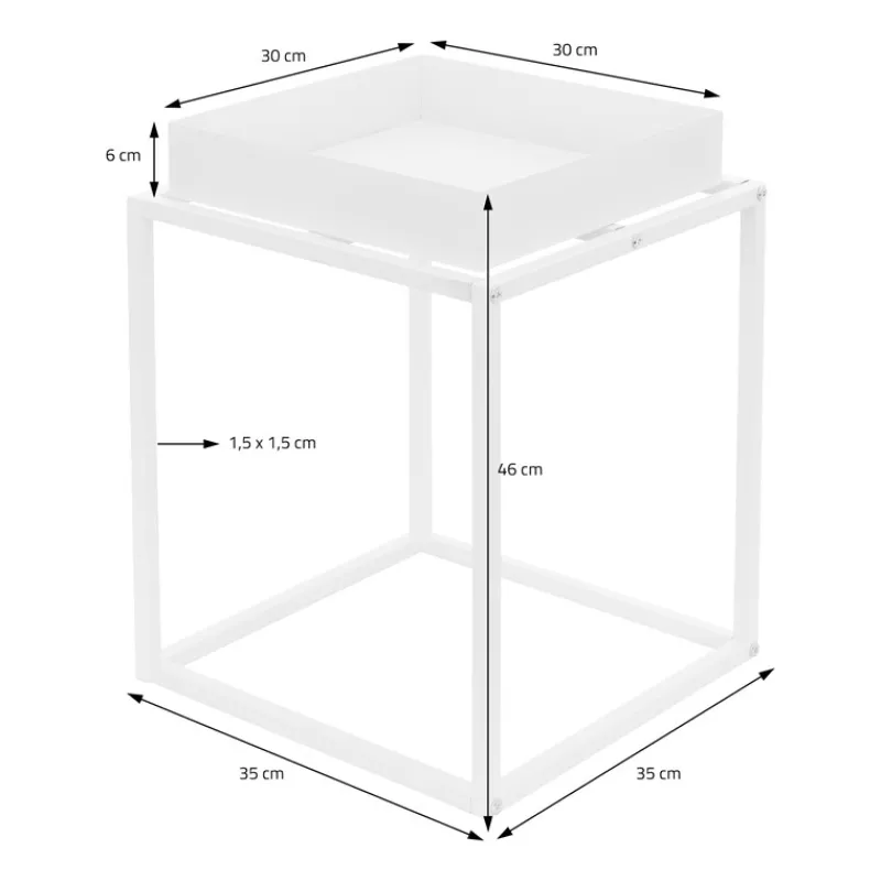 Blumenständer 35x35x46 cm Weiß aus Metall ML-Design-ECD Germany Outlet