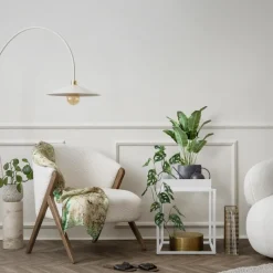 Blumenständer 35x35x46 cm Weiß aus Metall ML-Design-ECD Germany Outlet