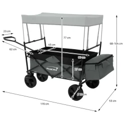 Bollerwagen faltbar mit Dach und Tasche Grau belastbar bis 80 kg HAUKI-ECD Germany Online