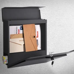 Briefkasten mit Zeitungsfach 37x11x37 cm Anthrazit aus Edelstahl ML-Design-ECD Germany Outlet