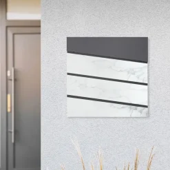 Briefkasten mit Zeitungsfach 37x36,5x11 cm Anthrazit/Weiß-Marmoroptik aus Stahl ML-Design, Modernes Diagonales Design-ECD Germany Sale