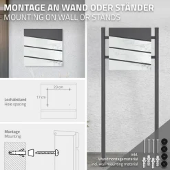 Briefkasten mit Zeitungsfach 37x36,5x11 cm Anthrazit/Weiß-Marmoroptik aus Stahl ML-Design, Modernes Diagonales Design-ECD Germany Sale