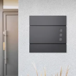 Briefkasten mit Zeitungsfach 37x36,5x10,5 cm Anthrazit aus Stahl-ECD Germany New