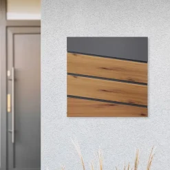 Briefkasten mit Zeitungsfach 37x37x11 cm Anthrazit/Holzoptik aus Stahl ML-Design-ECD Germany Sale