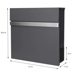 Briefkasten mit Zeitungsfach 37x36,5x11 cm Anthrazit aus Stahl-ECD Germany Outlet