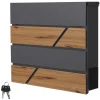 Briefkasten mit Zeitungsfach 37x36,5x11 cm Anthrazit/Holzoptik aus Stahl ML-Design-ECD Germany