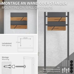 Briefkasten mit Zeitungsfach 37x36,5x11 cm Anthrazit/Holzoptik aus Stahl ML-Design-ECD Germany