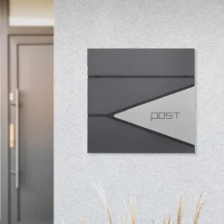 Briefkasten mit Zeitungsfach 37x37x11 cm Anthrazit/Silber aus Edelstahl ML-Design-ECD Germany Sale