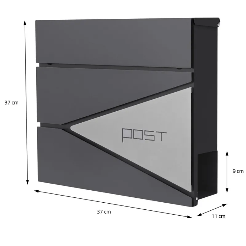 Briefkasten mit Zeitungsfach 37x37x11 cm Anthrazit/Silber aus Edelstahl ML-Design-ECD Germany Sale