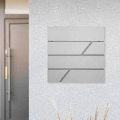 Briefkasten mit Zeitungsfach 37x11x37 cm Hellgrau aus Edelstahl-ECD Germany Clearance