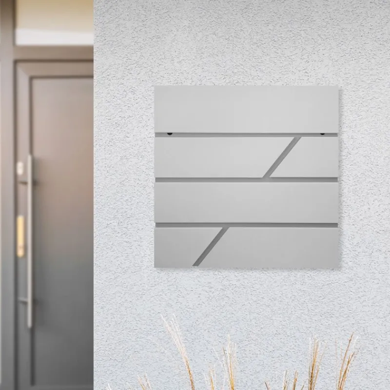 Briefkasten mit Zeitungsfach 37x11x37 cm Hellgrau aus Edelstahl-ECD Germany Clearance