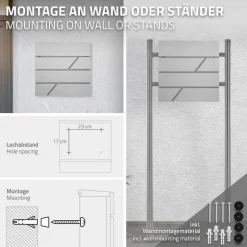 Briefkasten mit Zeitungsfach 37x11x37 cm Hellgrau aus Edelstahl-ECD Germany Clearance
