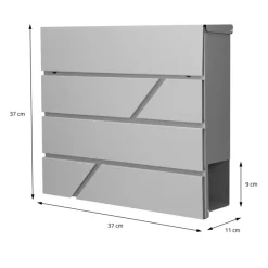 Briefkasten mit Zeitungsfach 37x11x37 cm Hellgrau aus Edelstahl-ECD Germany Clearance
