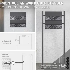 Briefkasten mit Zeitungsfach 37x37x11 cm Anthrazit/Schwarz-Marmoroptik aus Stahl ML-Design, Modernes Horizontales Design-ECD Germany Clearance