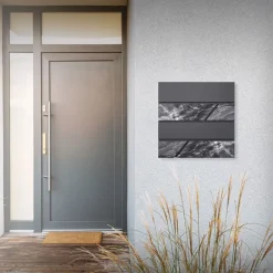 Briefkasten mit Zeitungsfach 37x37x11 cm Anthrazit/Schwarz-Marmoroptik aus Stahl ML-Design, Modernes Horizontales Design-ECD Germany Clearance