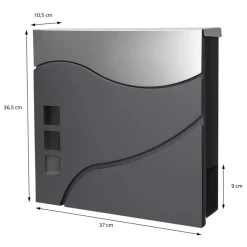 Briefkasten mit Zeitungsfach 37x36,5x10,5 cm Anthrazit/Silber aus Edelstahl-ECD Germany